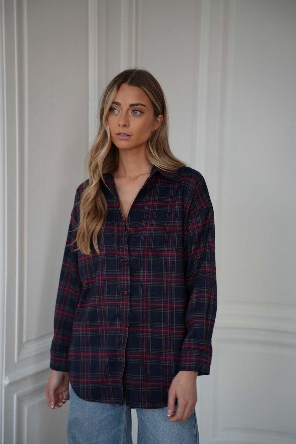 Amanda Burgundy - Checked Shirt
