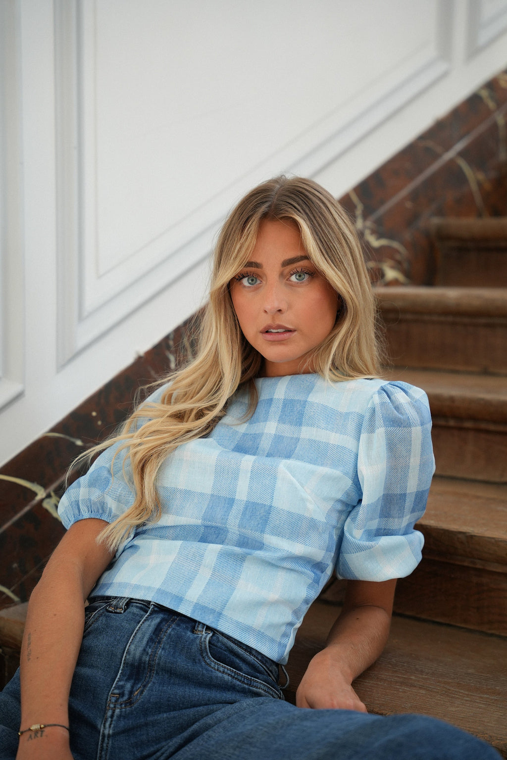 Top À Carreaux - Eleana Bleu