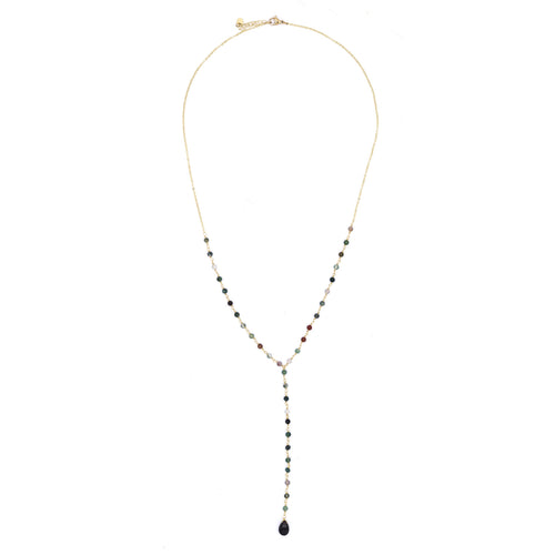 Collier "Maria" Agates Multicolore - Laiton Doré