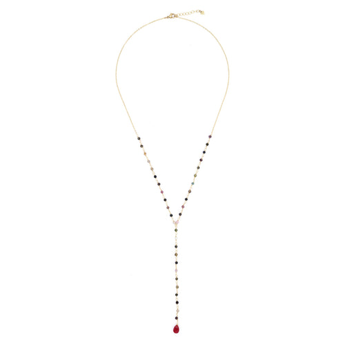 Collier "Maria" Tourmaline Multicolore - Laiton Doré