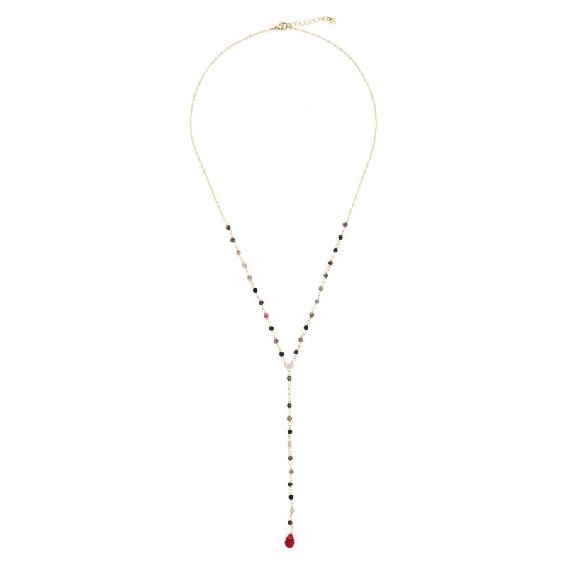 Collier "Maria" Tourmaline Multicolore - Laiton Doré