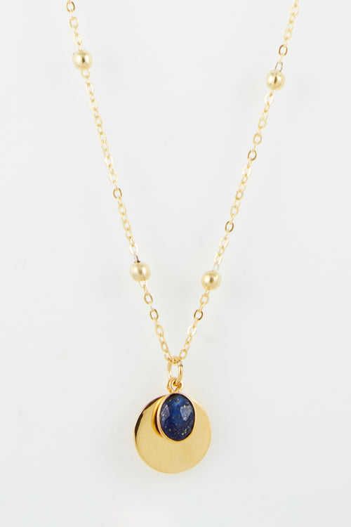 Collier "Yu" Lapis - Laiton Doré