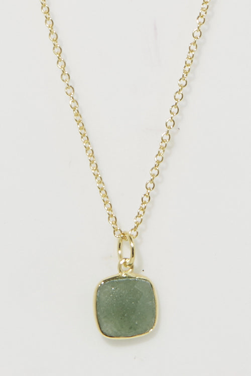 Collier "Laurelene" Aventurine - Laiton Doré