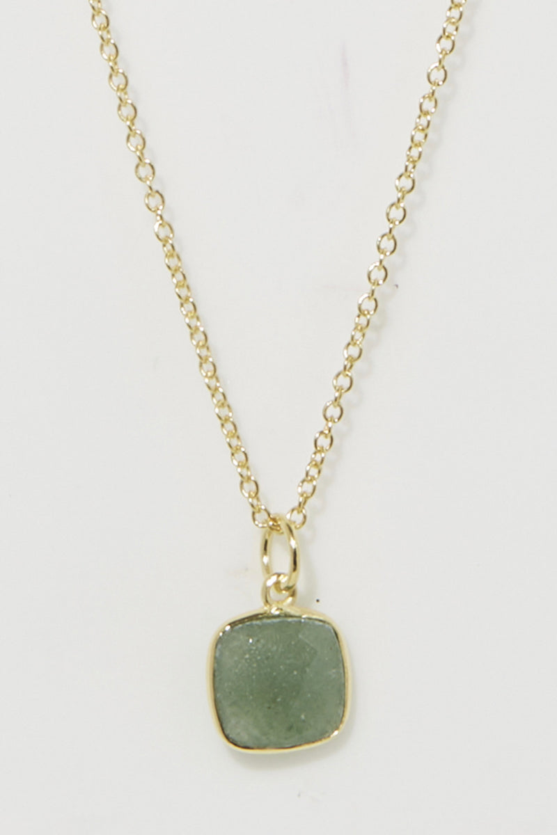 Collier "Laurelene" Aventurine - Laiton Doré