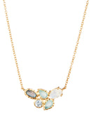 Necklace "Barbara" Labradorite Topaz Aqua Calciamethyst Moonstone - Gold Brass