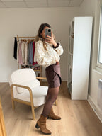 Jupe Short En Suédine Selena Chocolat