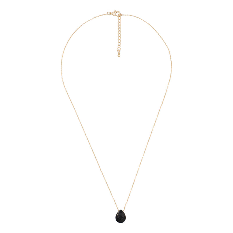 Ivica" Necklace Obsidian - Golden Brass