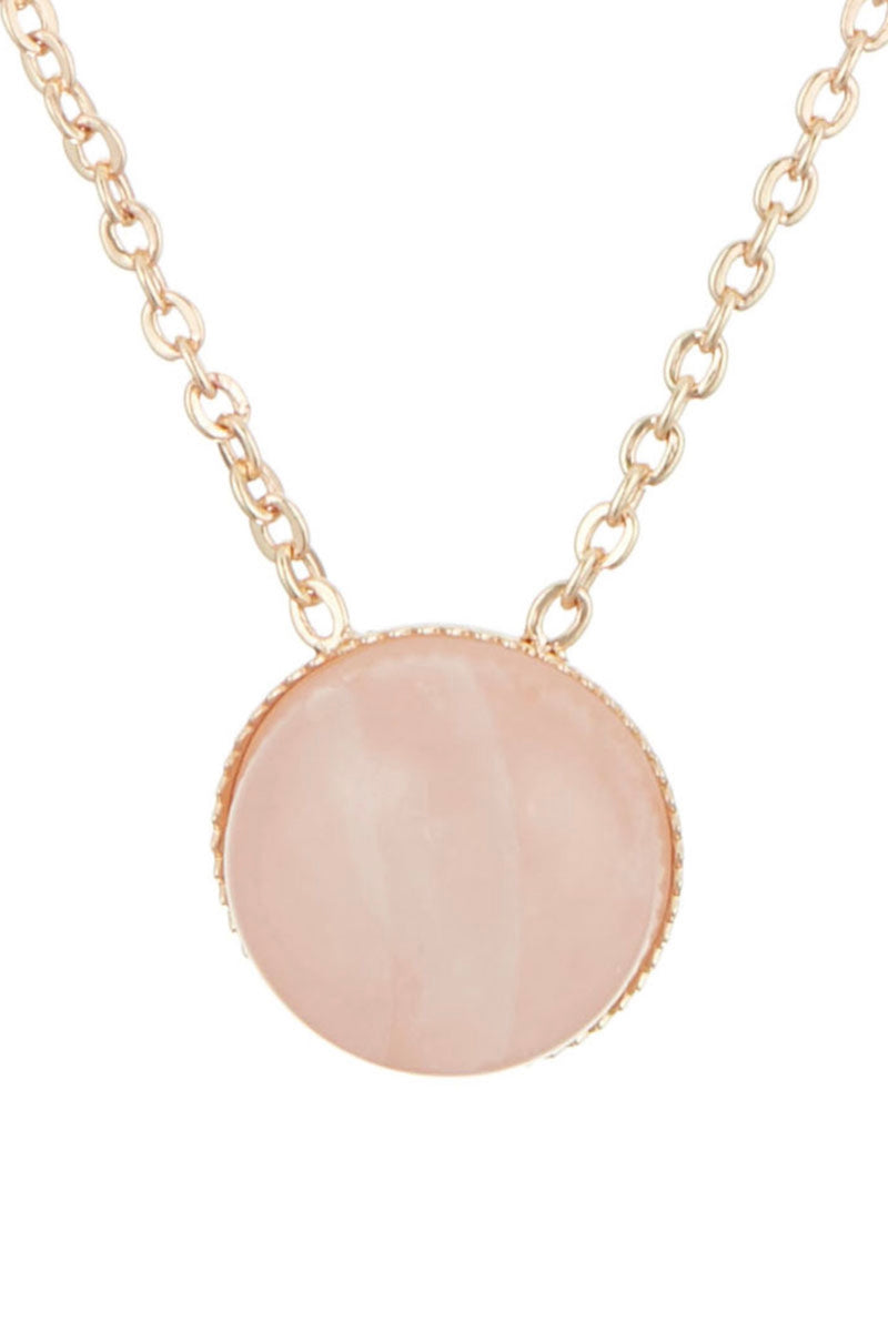 Collier "Lyo" Quartz Rose - Laiton Doré