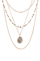 Collier" Vaela" Multi Rang Labradorite - Laiton Doré