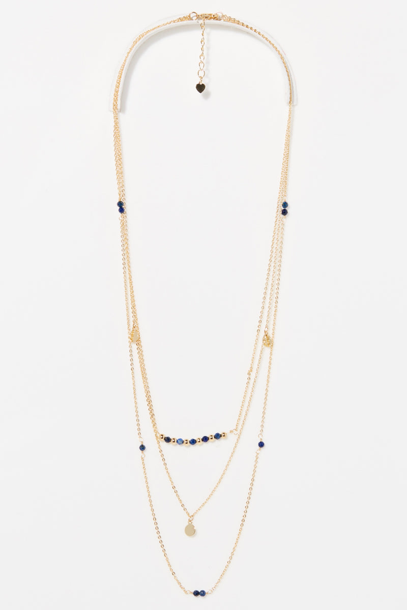 Necklace "Eliess" Lapis-Lazuli - Golden Brass