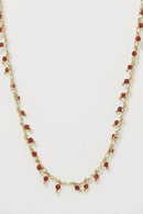 Collier "Linn" Agate Rouge - Laiton Doré