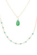 Collier "Paola" Jade Vert - Laiton Doré