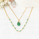 Collier "Paola" Jade Vert - Laiton Doré