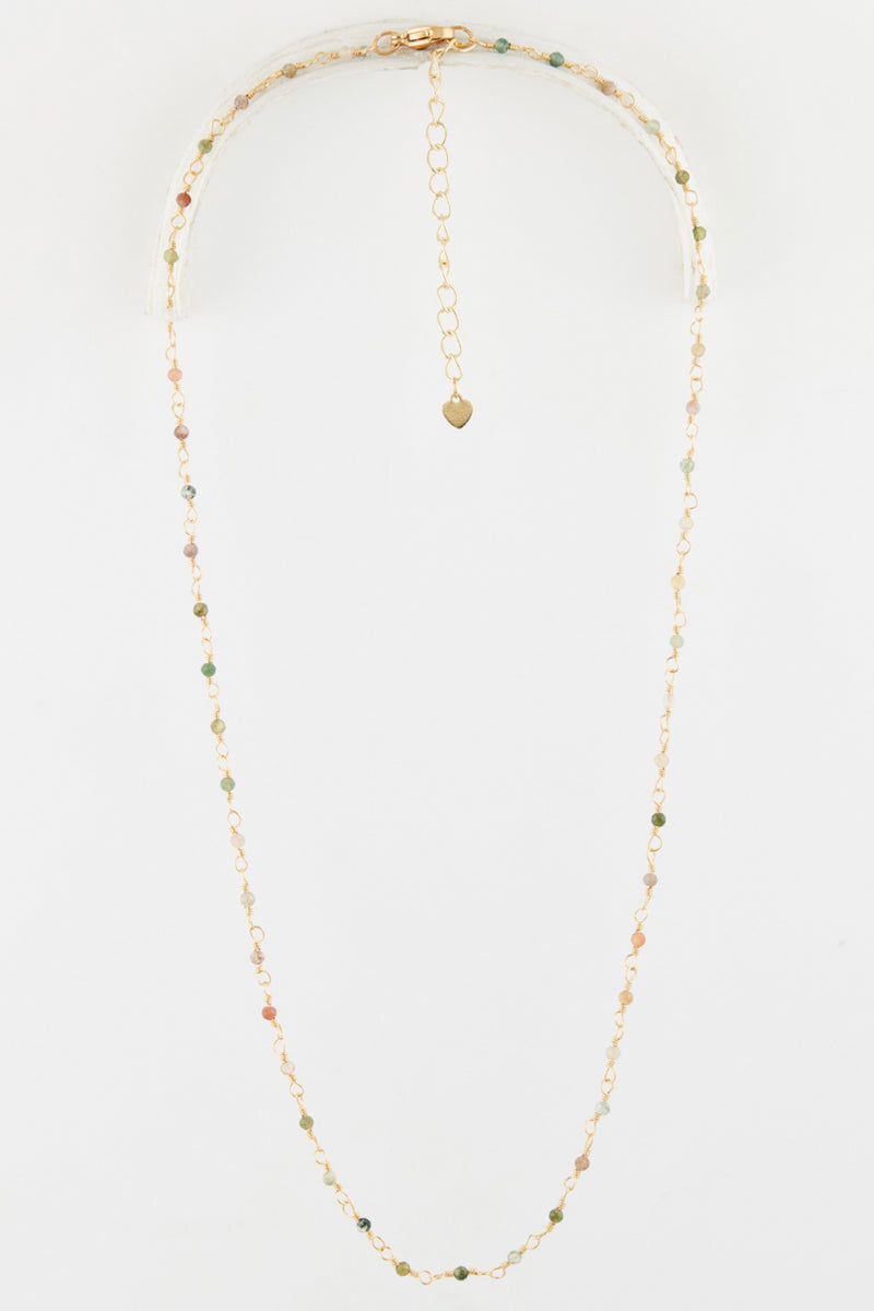 Necklace "Elisa" Mix Agate - Golden Brass