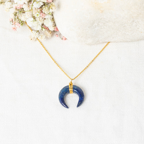 Loreleï" Necklace Blue Lapis - Gold Brass