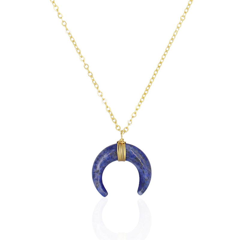 Loreleï" Necklace Blue Lapis - Gold Brass