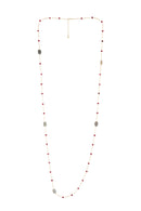 Necklace "Anabelle" Labradorite & Red Jade - Golden Brass