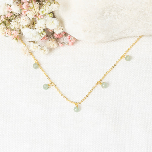 Lisa" necklace Green aventurine - Gold-plated brass