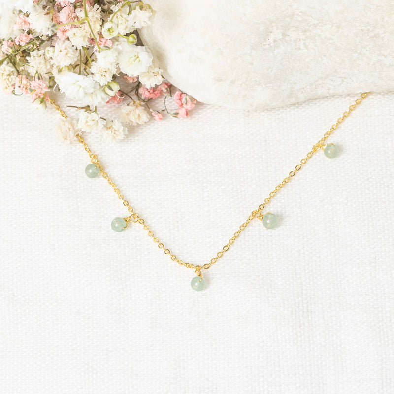 Lisa" necklace Green aventurine - Gold-plated brass