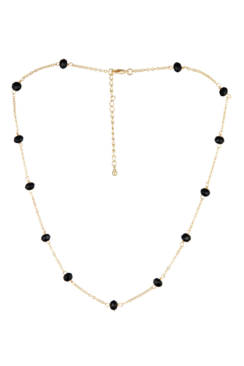 Elisa" Necklace Black Jade - Gold Brass