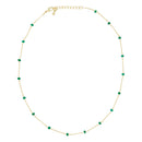 Elisa" Necklace Green Jade - Gold Brass