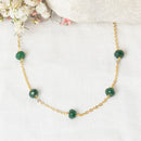 Collier "Elisa" Jade Vert - Laiton Doré