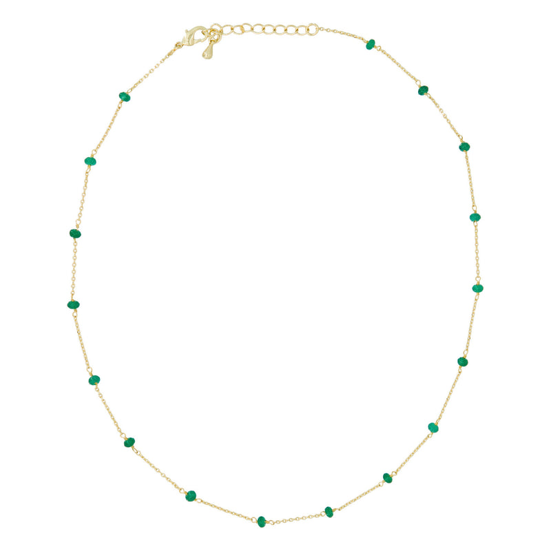 Collier "Elisa" Jade Vert - Laiton Doré