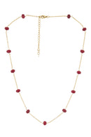 Elisa" Necklace Red Jade - Gold Brass