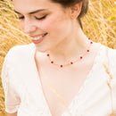 Elisa" Necklace Red Jade - Gold Brass