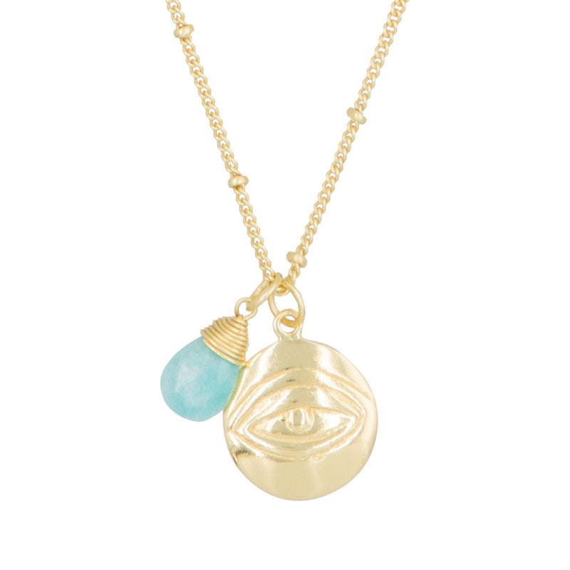 Necklace "Iva" Green Amazonite - Gold Brass