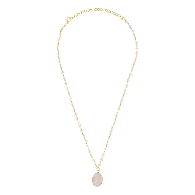 Collier "Adassa" Quartz Rose - Laiton Doré