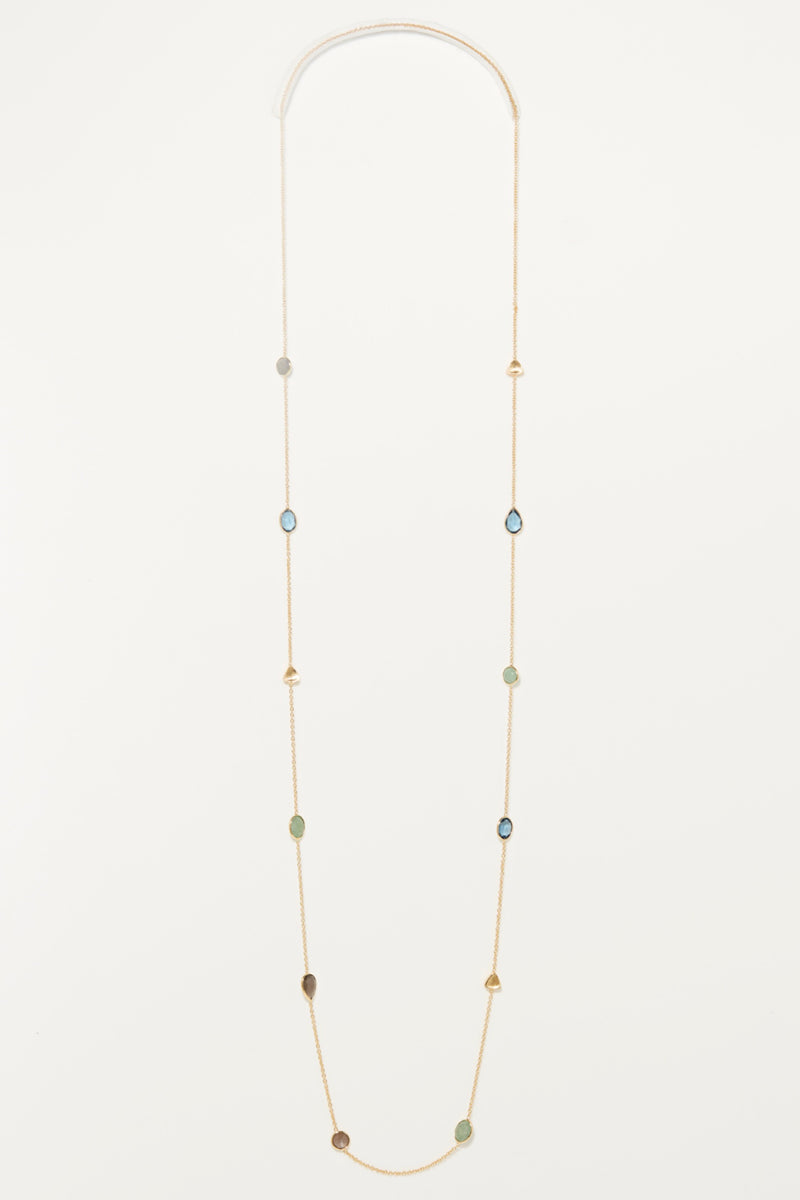 Collier Eulalie Iolites Pierres De Lune & Aventurines - Laiton Doré