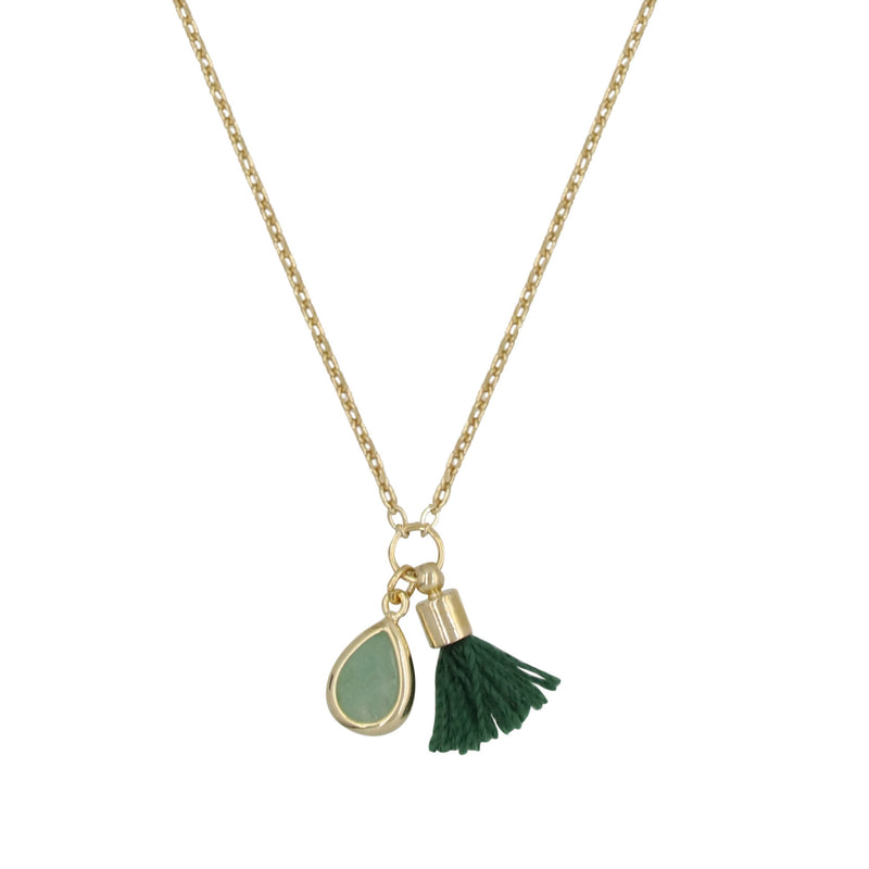 Johanna" necklace Green aventurine - Golden brass