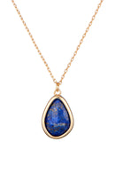 Louane" Necklace Blue Lapis - Gold Brass