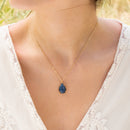 Collier "Louane" Lapis Bleu - Laiton Doré