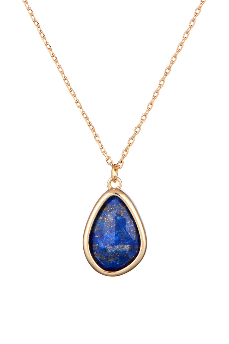 Louane" Necklace Blue Lapis - Gold Brass