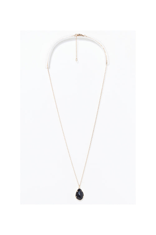 Louane" Black Onyx Necklace - Gold Brass