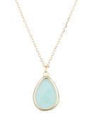 Louane" Green Amazonite - Gold Brass Necklace