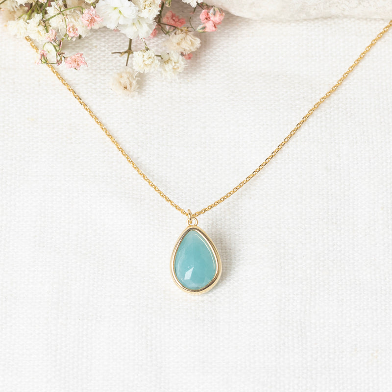 Louane" Green Amazonite - Gold Brass Necklace