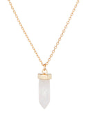 Diana" Rose Quartz - Gold Brass Necklace