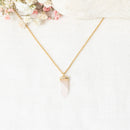 Collier "Diana" Quartz Rose - Laiton Doré