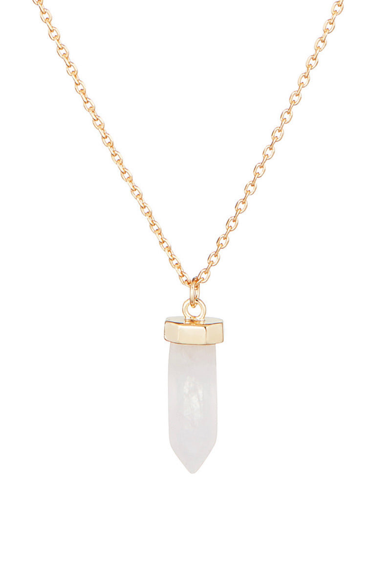 Collier "Diana" Quartz Rose - Laiton Doré