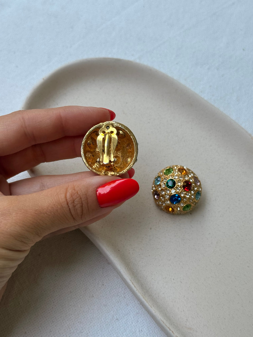 Vintage Earrings - Multicoloured Cabochons