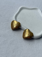 Boucles D’Oreilles Ysl Vintage - Cœurs Dorés Avec Inscriptions