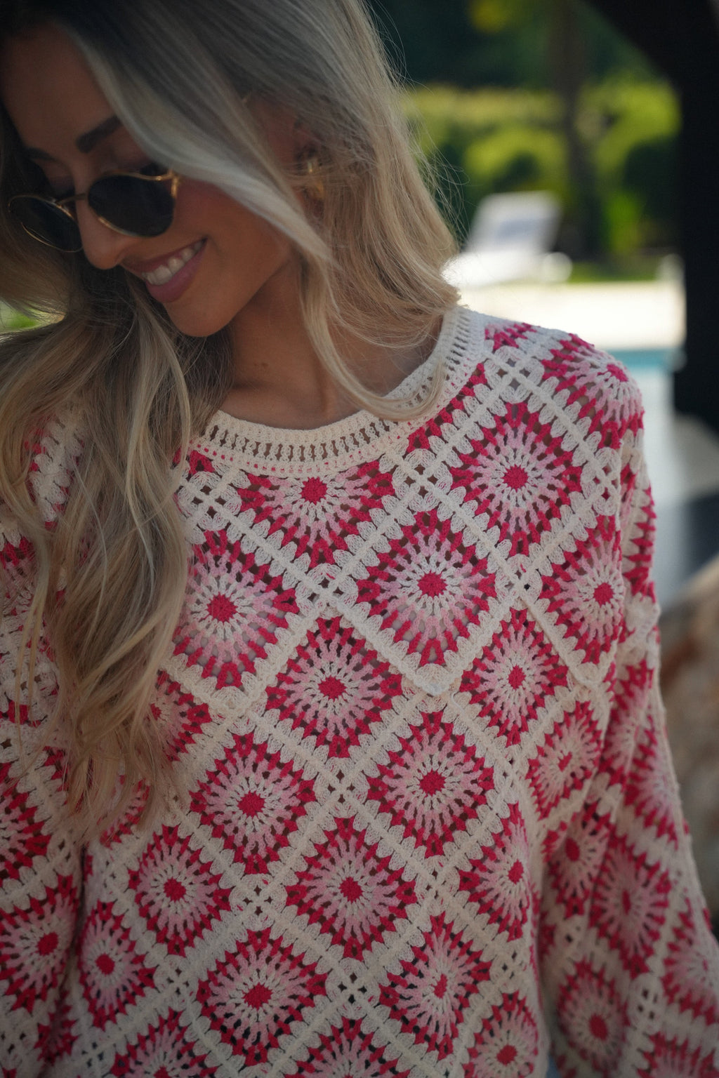 Blouse En Crochet Fidji - Rouge