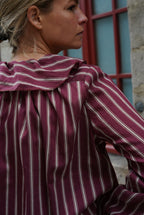Olympe Stripe Blouse Burgundy