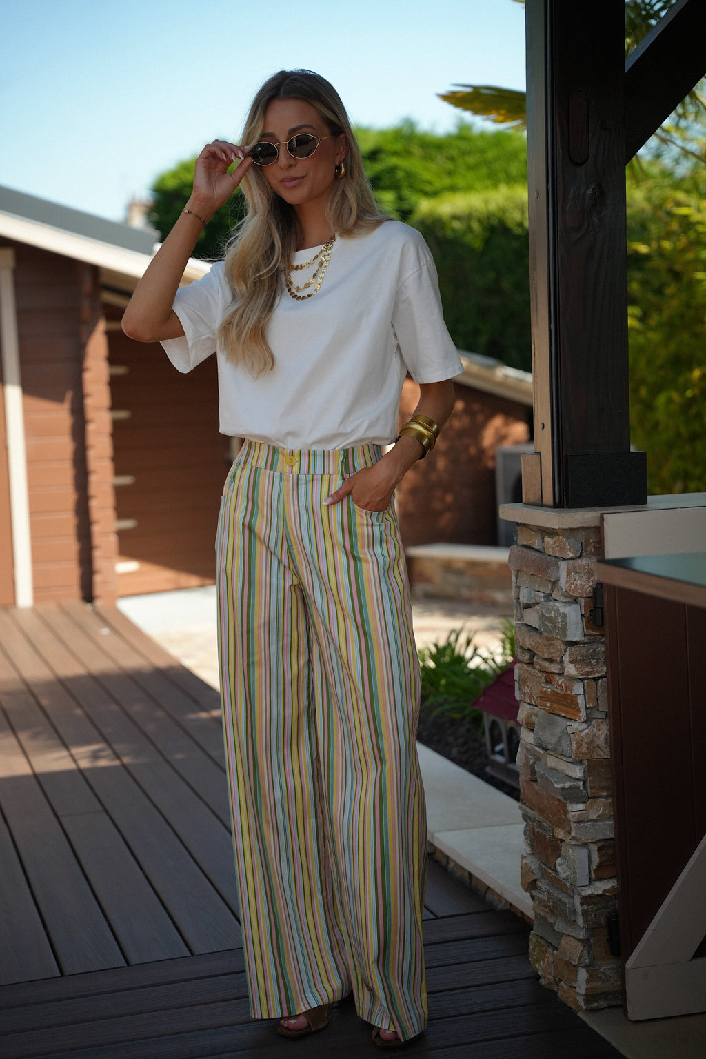 Pantalon Rayé Menssia - Coloré