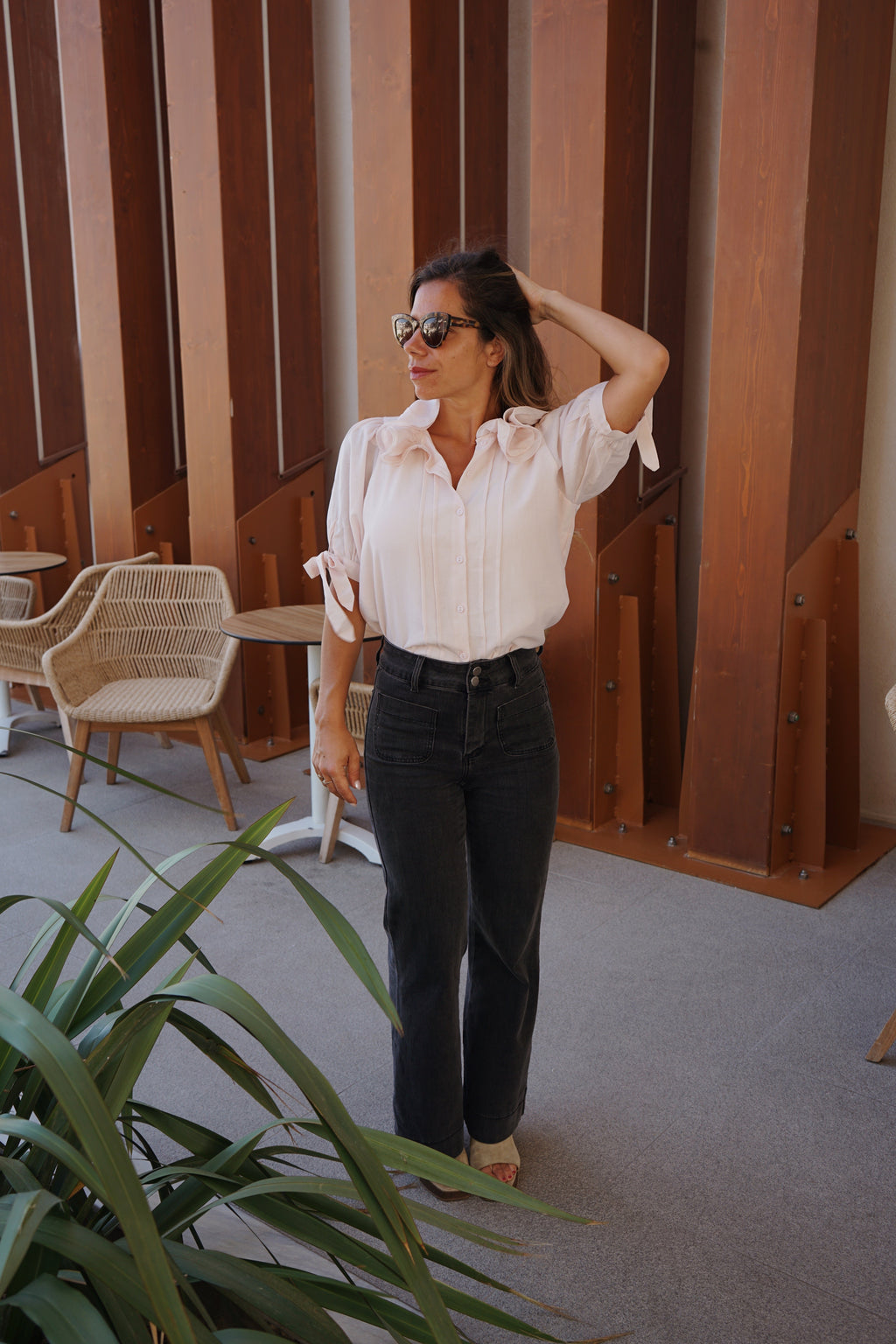 Mini Blouse Brune Doux Rose