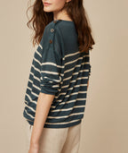 Harris Wilson Women's Theodore Sweater in Clay Stripe