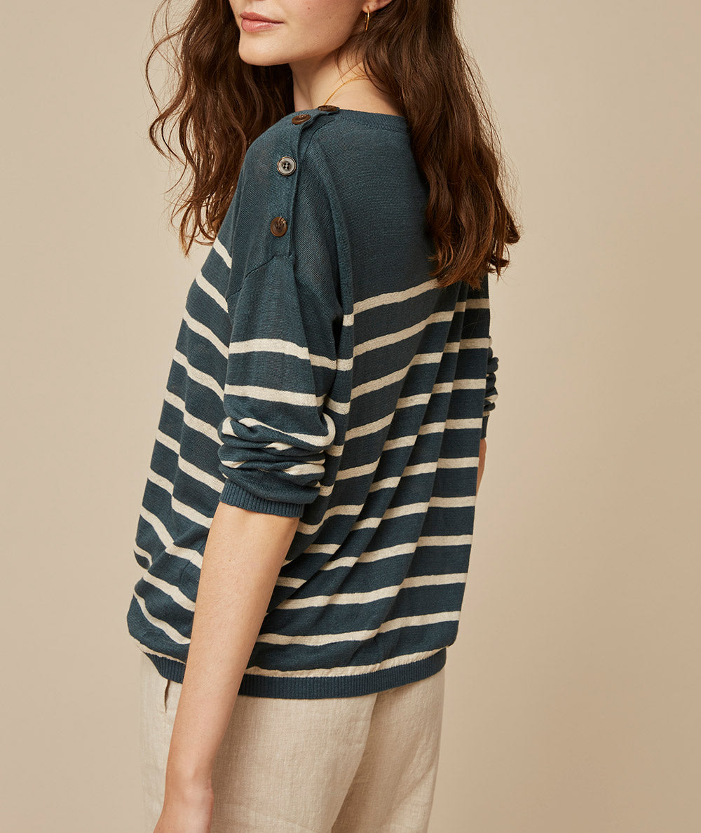 Harris Wilson Women's Theodore Sweater in Clay Stripe
